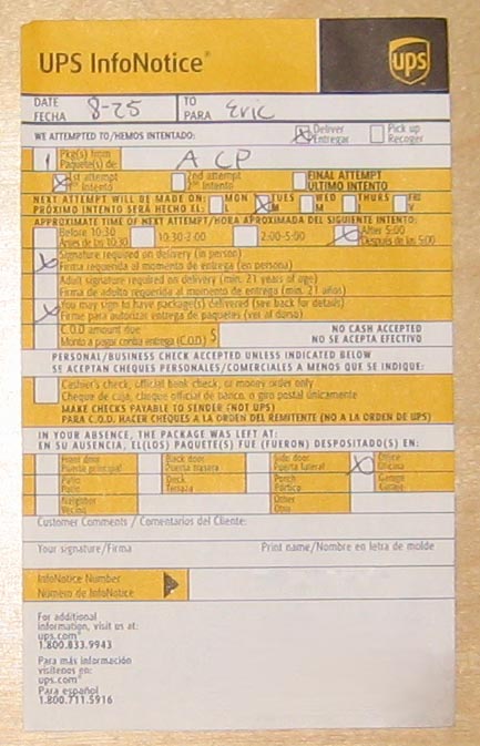 Confusing UPS Notice